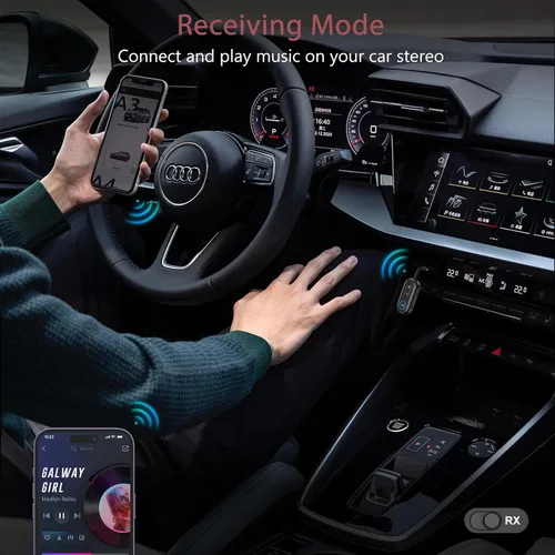 Vista 4 de LOFICOPER Adaptador Bluetooth 5.3, transmisor Bluetooth inalámbrico 2 en 1 y receptor para vuelo, automóvil, auriculares, estéreo doméstico, TV