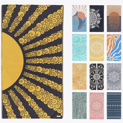 Vista 27 de FESHKA Toalla de playa turca a prueba de arena, toalla de viaje de gran tamaño, secado rápido y ligera, manta de playa 100% algodón orgánico