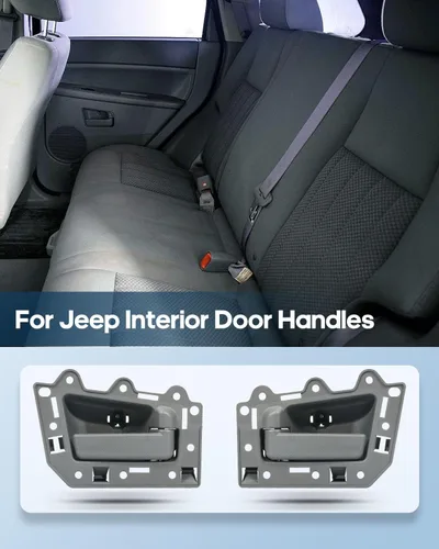 Vista 6 de ECCPP Manijas de puerta interior interior interior trasera lado del conductor para 2005-2011 para Jeep Grand para Cherokee Gray (2 unidades)