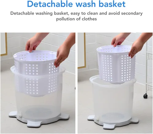 Vista 5 de Mini lavadora portátil, lavadora manual de secado rápido de 1200 rpm, lavadora plegable de ropa pequeña para ropa interior, ropa de bebé, calcetines