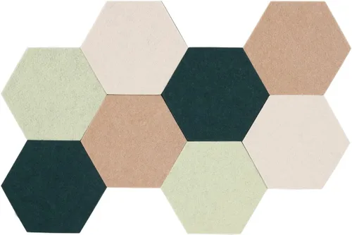 Vista 14 de LAJAR 8 piezas de azulejos de tablero de anuncios de fieltro hexagonal, azulejos de pared de tablero de pines autoadhesivos de fieltro para fotos