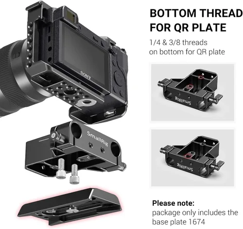 Vista 4 de Paquete Placa base SmallRig con doble abrazadera de varilla de 0.591 in + varilla de aleación de aluminio negro de 0.591 in (M12-11.8 in) + placa