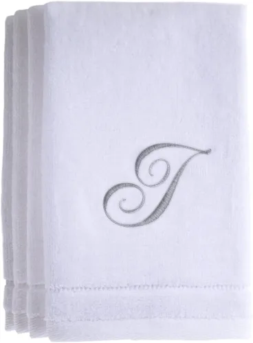 Vista 15 de Set de 4 toallas bordadas, de 11 x 18 pulgadas, extra absorbente, de algodón, acabado suave de terciopelo. Para baño/cocina/spa