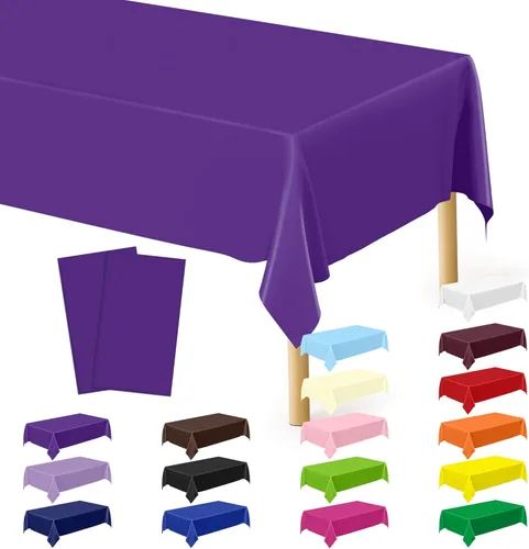 Vista 82 de 4 paquetes de manteles de plástico blanco, manteles desechables resistentes, 54 x 108 pulgadas, manteles de papel desechables para fiestas, limpieza