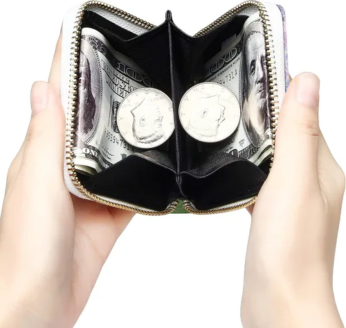 Vista 2 de GEEAD - Monedero pequeño con purpurina para mujer o niña, con anillo para llavero