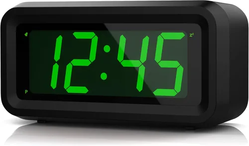 Vista 8 de KWANWA Reloj Despertador, Reloj Digital, Pantalla Constantemente de Dígitos LED Azules de 1.2'', Funciona con Baterías, Repetición, Reloj de Pared