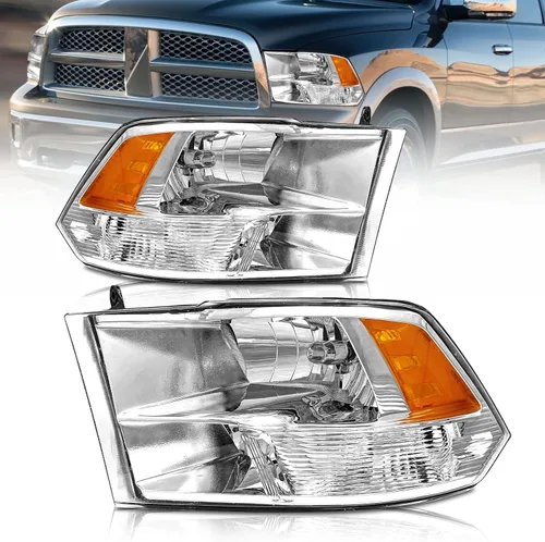 Vista 13 de Repuesto de conjunto de faros AS para Dodge Ram 1500 2002-2005/Ram 2500 3500 2003-2005 con carcasa negra, reflector ámbar, lentes transparentes