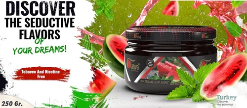 Vista 2 de Tanya Herbal 100% nicotina y tabaco libre de shisha cachimba sabores 250G bolsa (sandía menta)