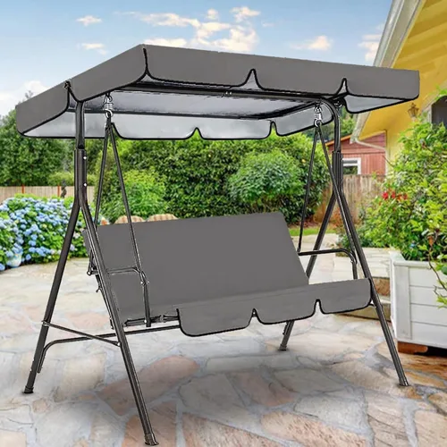 Vista 2 de Juego de cubierta superior impermeable para patio, cojín de repuesto para columpio de exterior, funda superior de repuesto para columpio+funda