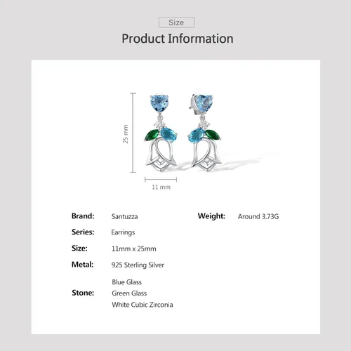 Vista 4 de Santuzza Aretes de plata de ley 925 con piedras preciosas para mujer