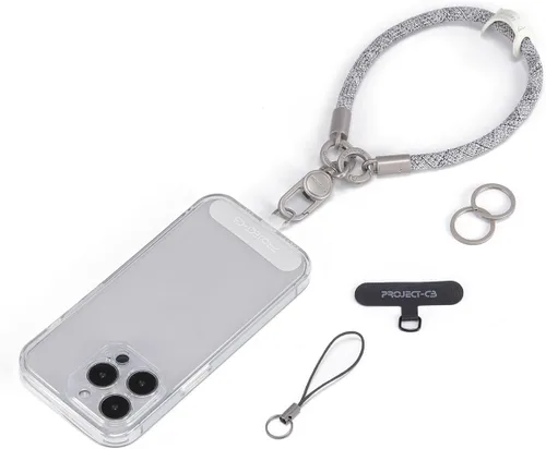 Vista 17 de project-cb 1 correa de muñeca para teléfono, 2 correas para teléfono, correa de muñeca para teléfono, llavero, llavero (negro)