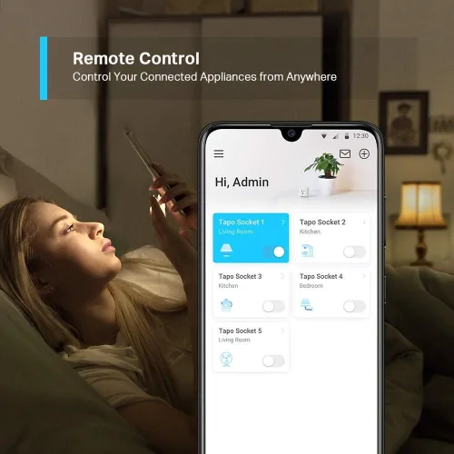 Vista 2 de TP-Link Tapo Smart Plug Mini, toma WiFi para el hogar inteligente funciona con Alexa y Google Home, no requiere concentrador, controla a distancia