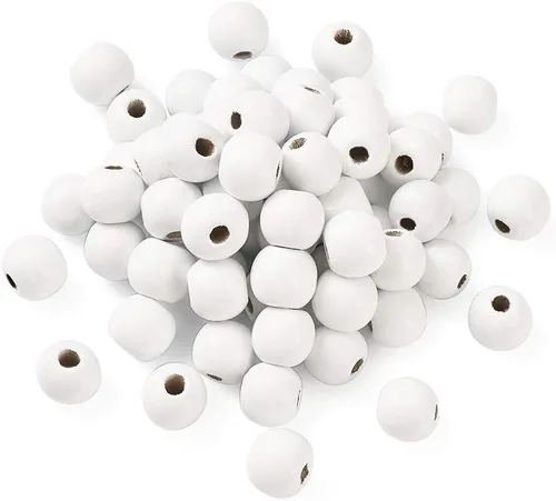 Vista 13 de Craftdady 300 cuentas espaciadoras de bolas de madera de color negro de 0.315 in de madera natural sueltas redondas con agujero de 0.118 in