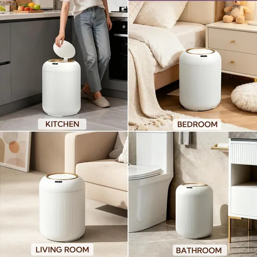Vista 7 de VZZNN Paquete de 2 cubos de basura con sensor de movimiento automático con tapa, bote de basura eléctrico delgado de 3 galones para baño, cocina