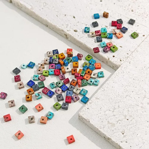 Vista 3 de Firstmeet 160 cuentas cuadradas de jaspe imperial para hacer joyas, para adultos, accesorios de pulseras de cuentas multicolor (DIY-1024-Mix-1)