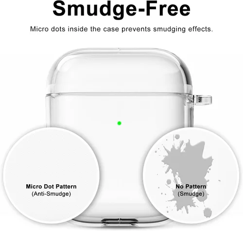 Vista 4 de Svanove Funda transparente para Airpods con correa, bonita carcasa rígida transparente de plástico para Airpods de 1ª 2ª generación con cuerda