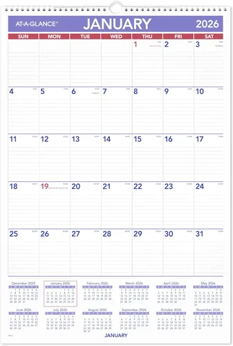 Vista 9 de AT-A-GLANCE Calendario de pared 2027, mensual, planificador de 20 x 30 pulgadas, bloques diarios a rayas (PM42827)
