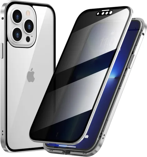 Vista 12 de Guppy Funda magnética compatible con iPhone 13 Pro con protector de pantalla de privacidad integrado, vidrio templado antiespía, delgado de metal
