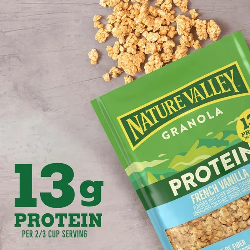 Vista 4 de Nature Valley Granola proteica, granola de vainilla francesa, bolsa resellable para aperitivos, 11 onzas