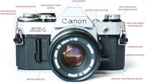 Vista 2 de Canon Cámara de película AE-1 de 1.378 in con lente 1:1.8 de 1.969 in (renovada)
