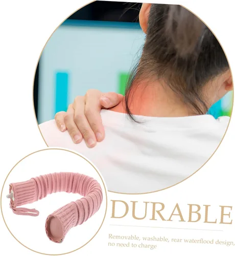 Vista 5 de Bolsa de agua caliente para cuello en forma de U con funda extraíble, bolsa de agua segura recargable para alivio de vértebra cervical, lavable