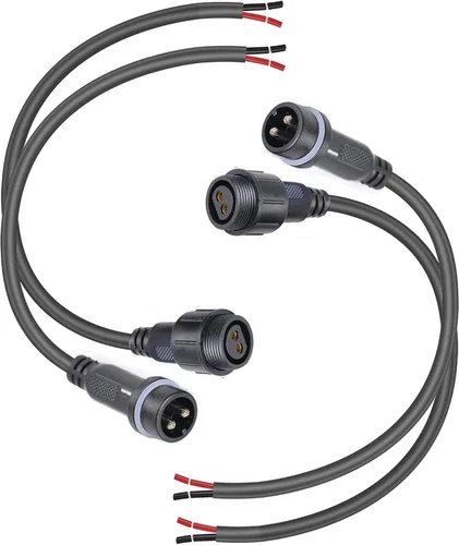 Conectores Impermeables de 2 Cables, 12AWG Enchufe Conector LED Macho Hembra con Conectores Impermeables de 2 Pines, Cable de Extensión IP68 de 25CM