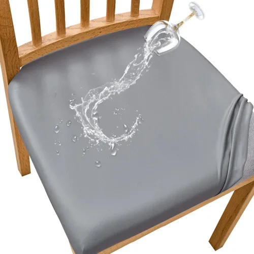 Vista 17 de SearchI Fundas de asiento repelentes al agua para sillas de comedor, paquete de 4 fundas de asiento elásticas de Jacquard para sillas de comedor