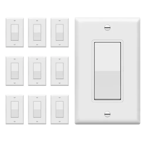 Vista 33 de ENERLITES - Interruptor de palanca decorativo de encendido/apagado con placas de pared, unipolar, 3 cables, tornillo de conexión a tierra, grado