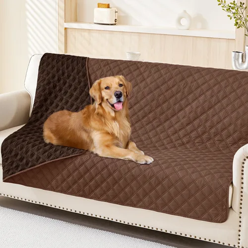Vista 102 de Smiry Funda impermeable para cama de mascota, suave y lavable, para muebles, cama, sofá, reversible, a cuadros (30 x 53 pulgadas, color beige/beige)