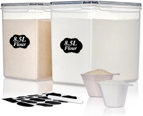 Vista 9 de Vtopmart Contenedores de almacenamiento de alimentos de 2.5 litros/84.5 onzas, 4 recipientes herméticos de plástico sin BPA para harina, azúcar