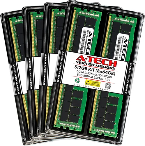 Vista 61 de A-Tech 4GB DDR4 2133MHz PC4-17000 ECC RDIMM 1Rx8 Single Rank 1.2V ECC Registered DIMM de 288 pines Módulo de actualización de memoria RAM