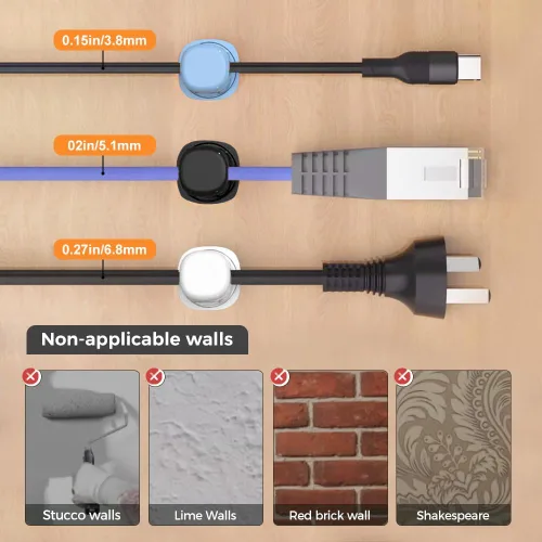 Vista 5 de Clips magnéticos para cables, organizador de cables, soporte de alambre ajustable para escritorio, teléfono, clips adhesivos para cable de automóvil