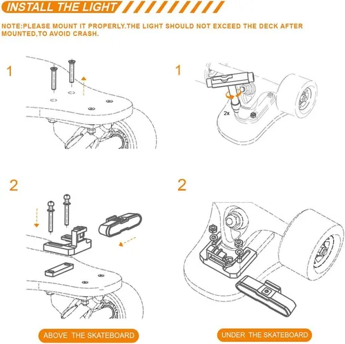 Vista 6 de IWONDER V2.0 - Luces de monopatín impermeables con brillo recargable por USB, accesorios de luz de seguridad, luces LED para monopatín eléctrico