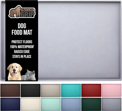 Vista 27 de GORILLA GRIP - Tapete de silicona 100% impermeable con bordes elevados sin BPA para mascotas, tapetes para alimentos de perros y gatos que contienen