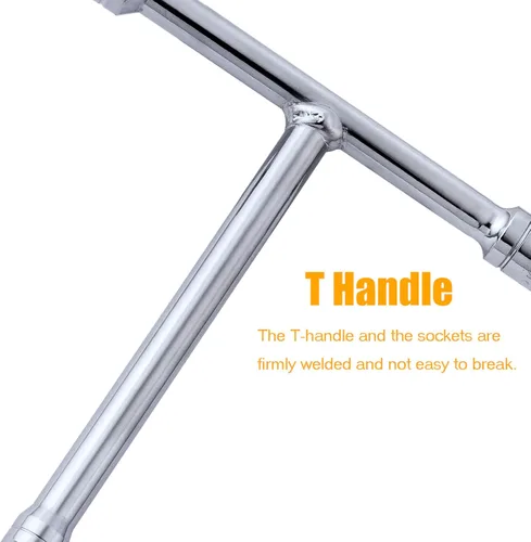 Vista 6 de Mini llave de mano en T de 3 vías con mango en T de 8 mm/10 mm/12 mm tipo T para reparación manual de bicicleta, coche, motocicleta