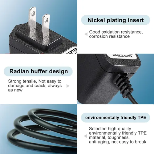 Vista 4 de Adaptador de corriente de teclado Casio de 9.5 V CC - Compatible con teclados Casio: ADE95100LU, LK-135, WK-225, CTK-2500, CTK-2400, CTK-2550