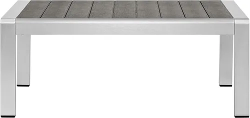 Vista 4 de Juego de sofá modular de aluminio Modway, de color plata y beige, para playa, exteriores, patio, juego de 3 unidades, Plateado/ gris