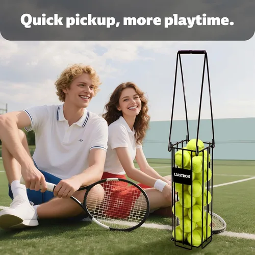 Vista 6 de Cesta de tolva de pelota de tenis, recogedor de pickleball superior, tolva de recogida de bolas, colector para pelotas para fácil recogida, metal