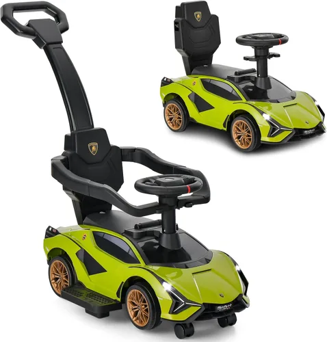Vista 15 de INFANS Lamborghini - Cochecito de bebé 3 en 1, auto deslizante con licencia para caminar con mango de control parental, música, faro, almacenamiento