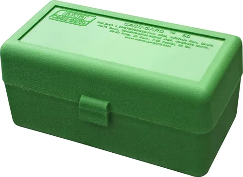 Vista 6 de MTM Caja de munición para rifle de 50 cartuchos con tapa abatible WSM, 45-70 (azul transparente), 3.08 pulgadas
