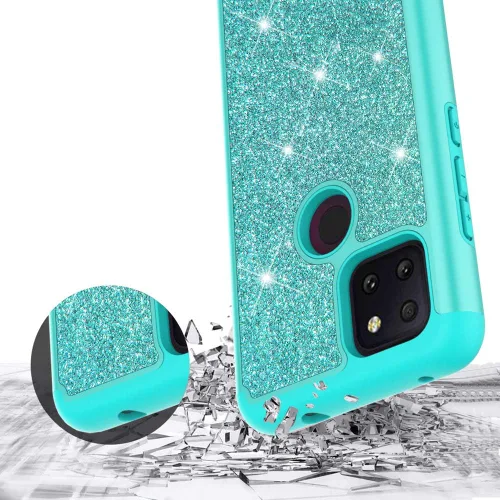 Vista 6 de Funda protectora para T-Mobile Revvl 5G con protector de pantalla y protector de pantalla, funda rígida de goma de diamante brillante para niñas