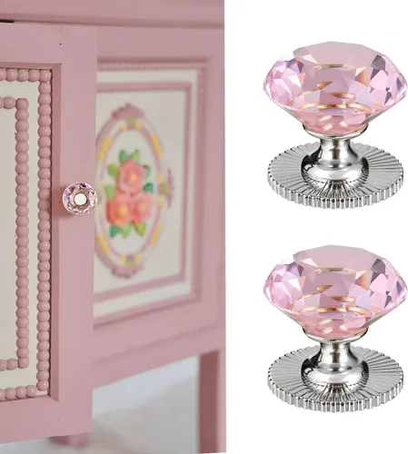 Vista 12 de Pomos autoadhesivos de cristal para armario de espejo, cajón de aparador, armario, pomos de vidrio con forma de diamante de 1.575 pulgadas