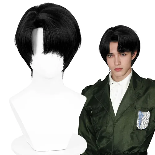 Vista 5 de Alacos Peluca corta de moda con puntas de anime para cosplay, unisex, básica, nueva peluca de disfraz masculino + gorra de peluca (A-plateado blanco)