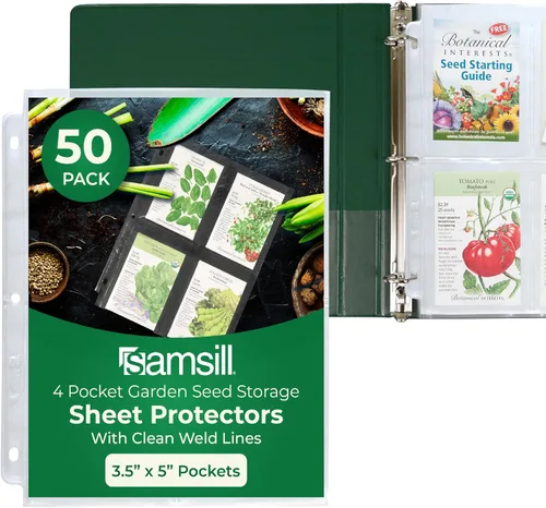 Vista 10 de Samsill Organizador de semillas, protector de almacenamiento de jardín reutilizable de 4 bolsillos, mangas transparentes de 3.5 x 5 pulgadas