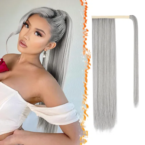 Vista 41 de BARSDAR Extensión de Cola de Caballo Corta y Recta - Extensiones de Cabello de Cola de Caballo con Cordón de 14 Pulgadas en Negro para Mujeres