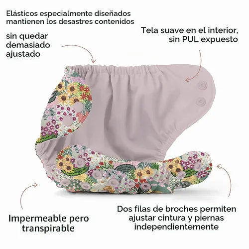 Vista 5 de Set de Paquete de Pañales de Tela Esembly - 3 Forros Internos Absorbentes de Algodón Orgánico y 1 Cubierta de Pañal Exterior Impermeable - Pañales