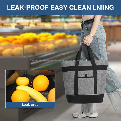 Vista 5 de Insulated Cooler Bag Reusable Grocery Tote Bags Transport Large Lunch Box for Women