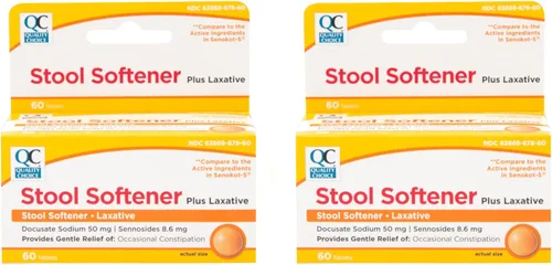 Quality Choice Suavizante de heces Plus Laxante, 60 tabletas (paquete de 2)