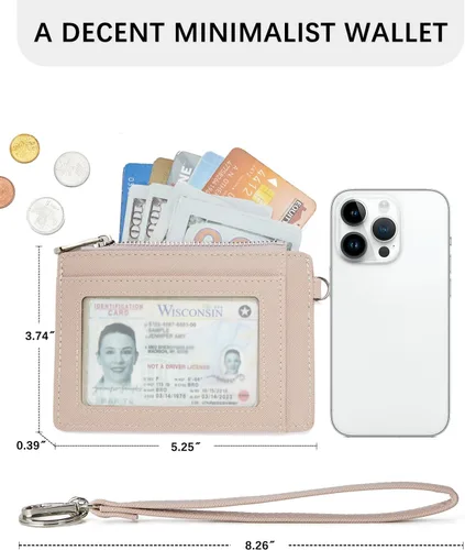 Vista 6 de BOSTANTEN Cartera pequeña para mujer RFID de piel con bolsillo con cremallera, Rosado, Llavero incluido