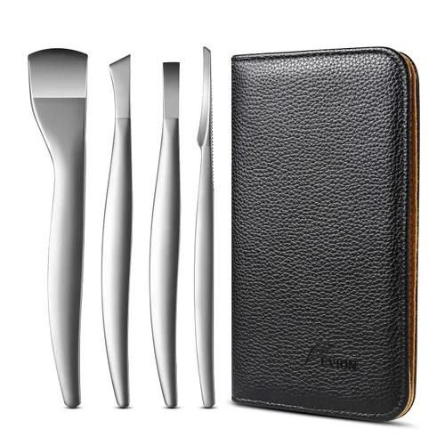 FVION Juego de cuchillos de pedicura profesional, 4 piezas, kit de cuchillas de eliminación de uñas encarnadas, cuchillas de acero inoxidable para